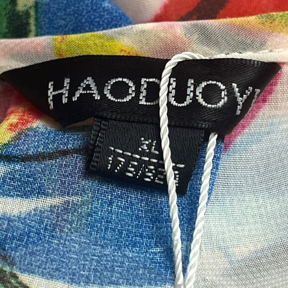 Haoduoyi Maxi Dress Wrap Top Long Sleeves Chiffon Floral Multi Women’s Size XL - Picture 10 of 11